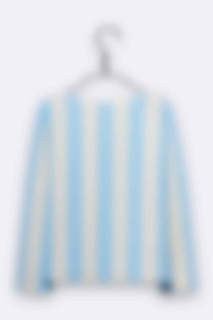 LOVE kidswear Timmy Longsleeve In Light Blue & Cream Stripes With Croissant Embroidery For Kids