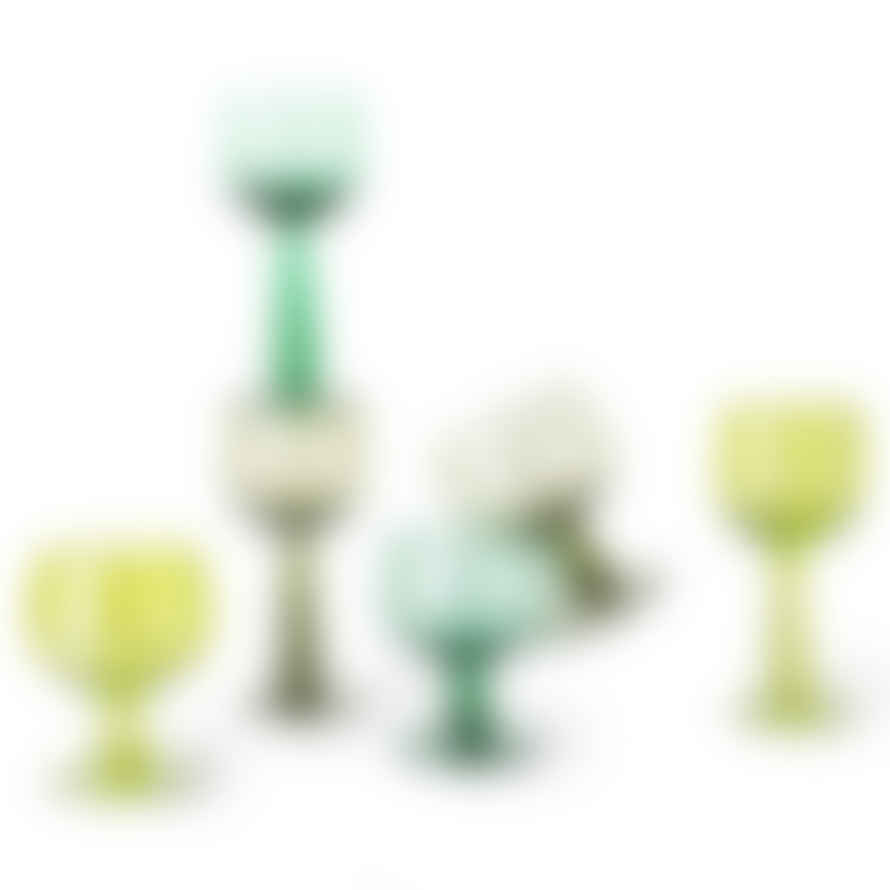 HKliving Set of 4 Olive Green Tall Wine Glass: The Emeralds