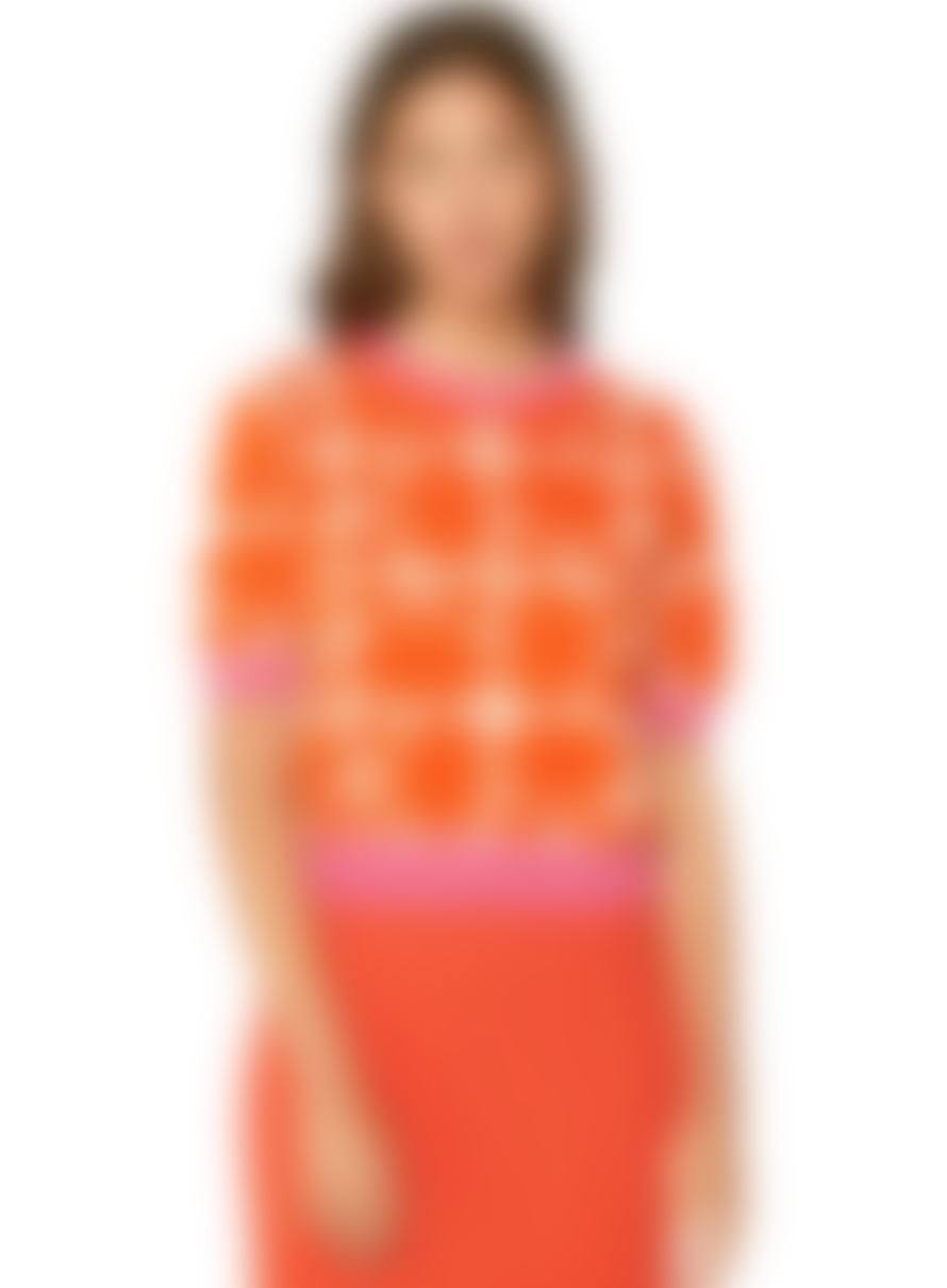 Compania Fantastica Floral Print Short Sleeve Jumper In Orange