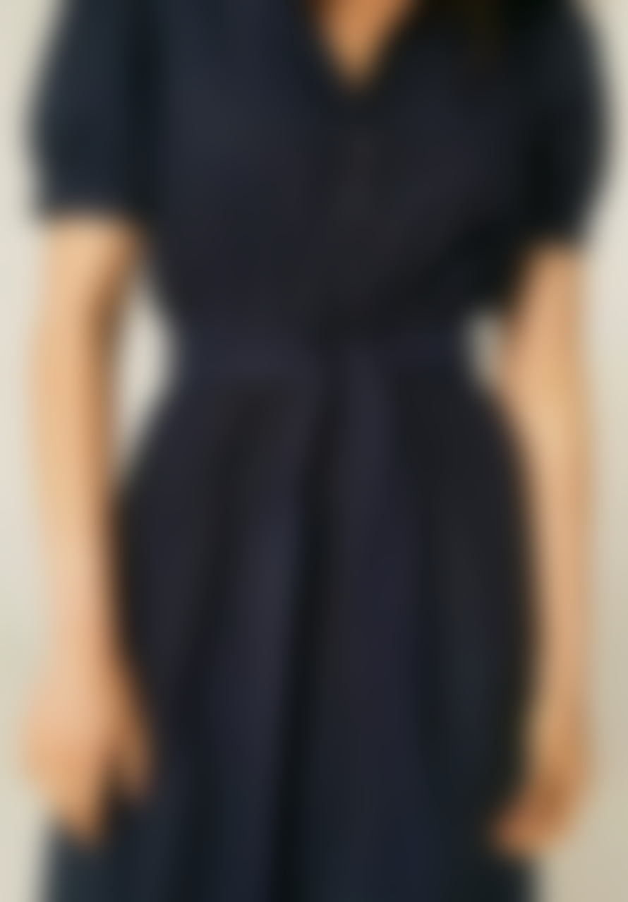 Compania Fantastica Poplin Midid Belted Dress - Navy