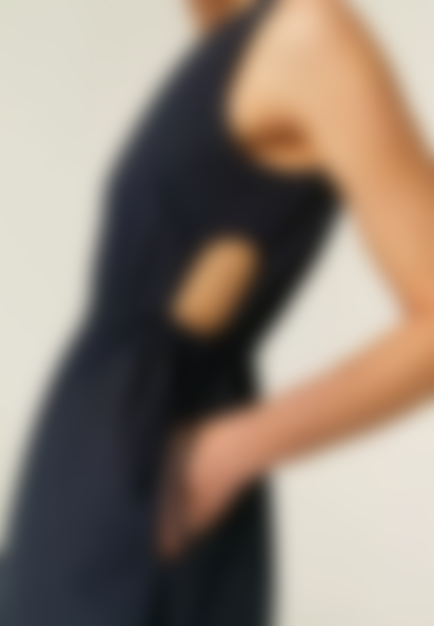 Compania Fantastica Midi Dress With Pockets & Side Splits - Navy