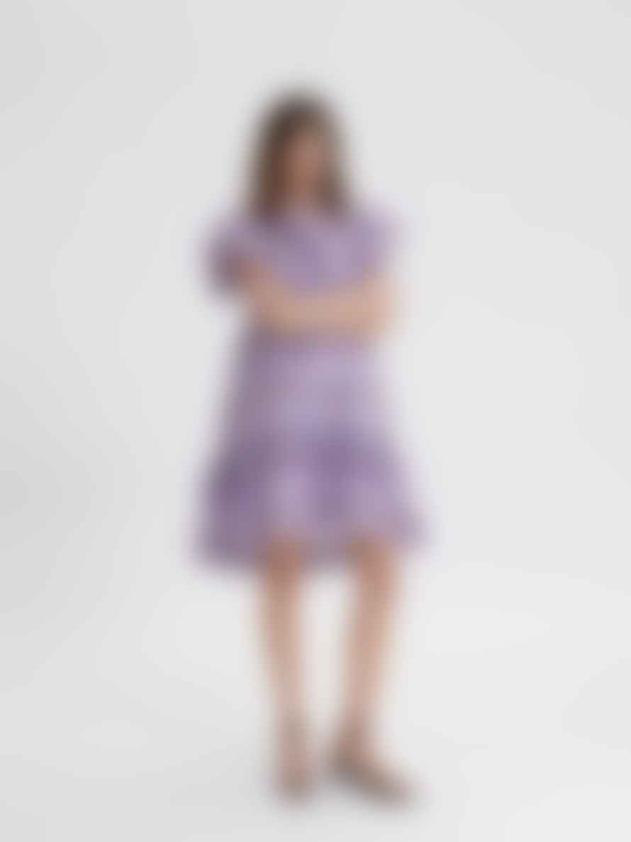 Selected Femme Malike Short Ruffled Dress - African Violet Checks 