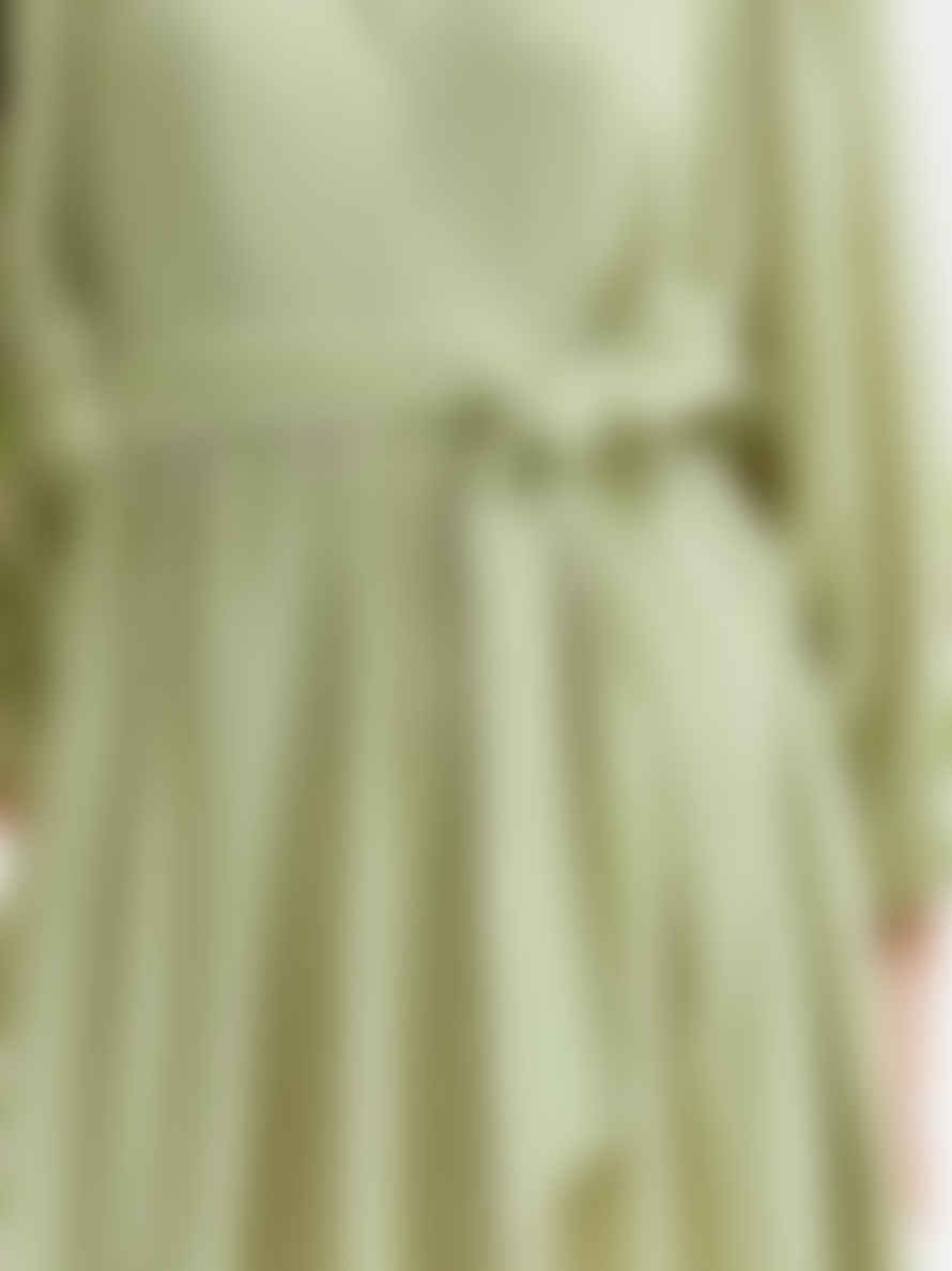 Selected Femme Midi Dress With Green Stripe