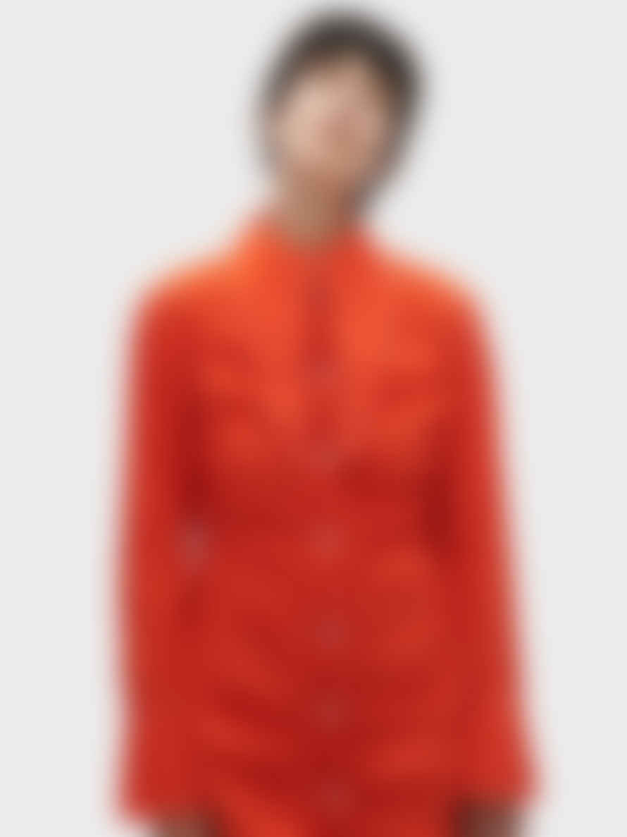 Ganni Gathered Placket Midi Dress - Orangedotcom