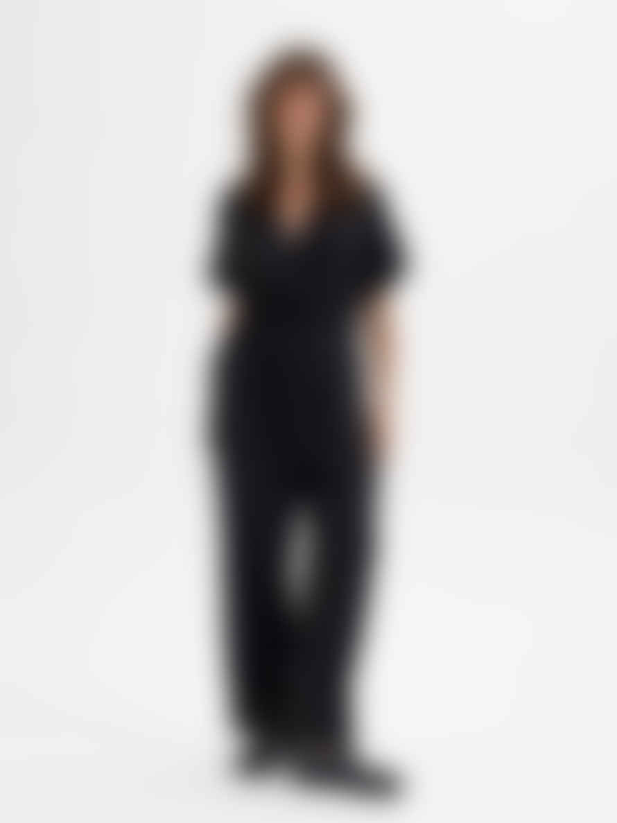 Selected Femme Gulia Linen Blend Wrap Jumpsuit - Black