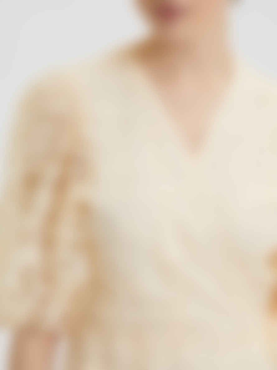 Selected Femme Jina Lace Wrap Dress - Antique White