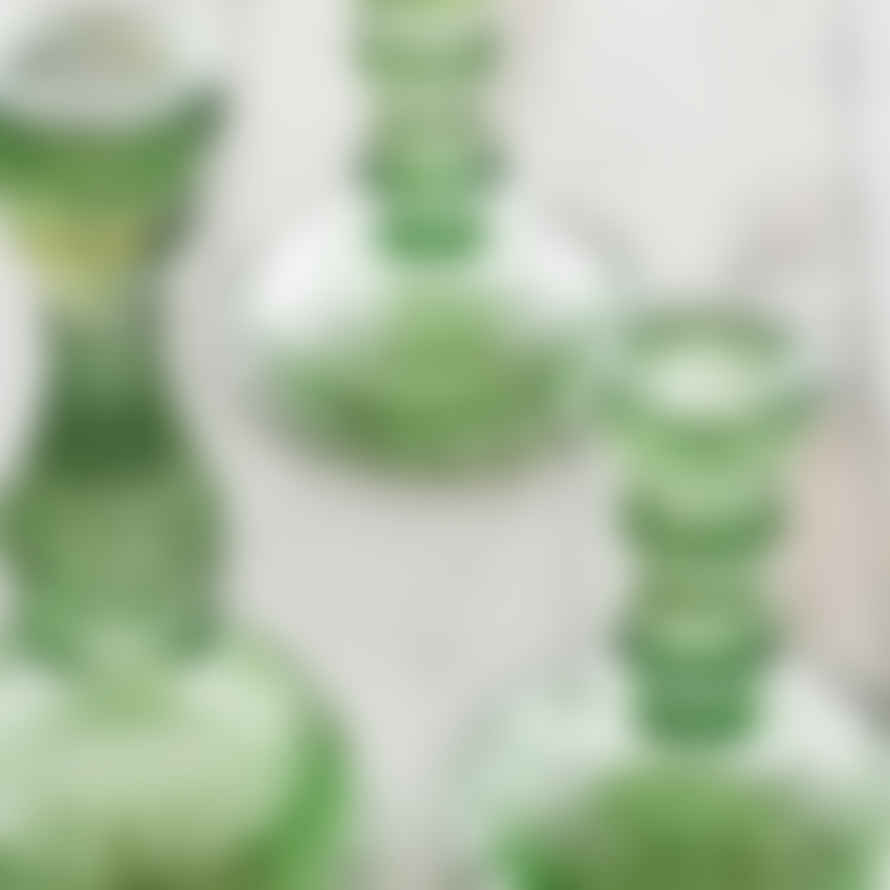 Terrace and Garden Large Pressed Glass Candlestick - Green