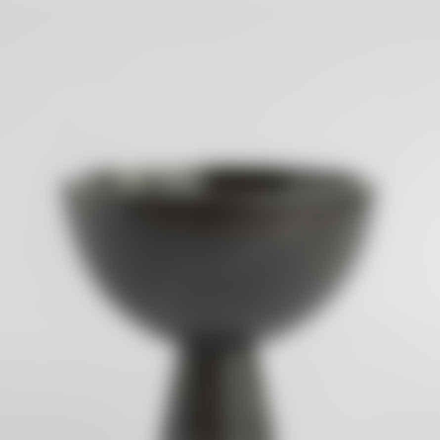 Kiwano Concept Black Marble Pedestal Bowl Medium