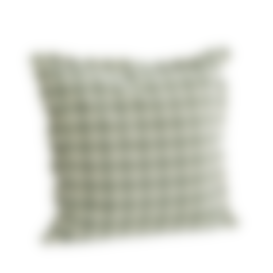 Madam Stoltz Checked Cushion Cover With Fringes - Ecru / Green