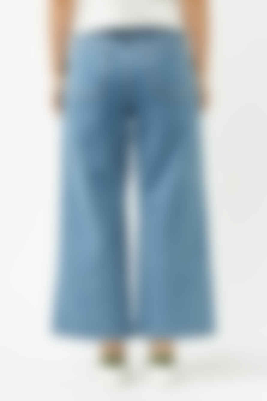 Selected Femme Medium Blue Denim Randi Crop Wide Jeans