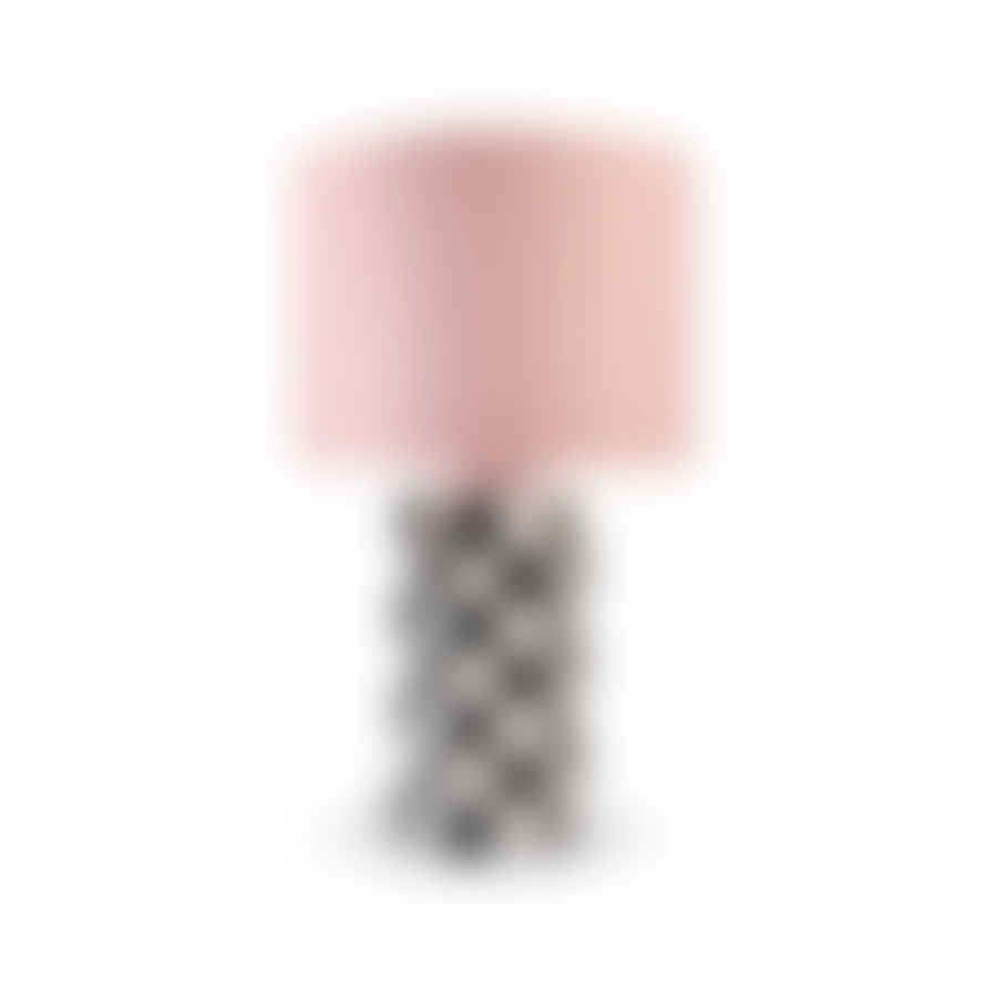 &klevering Chequered Table Lamp With Pink Shade