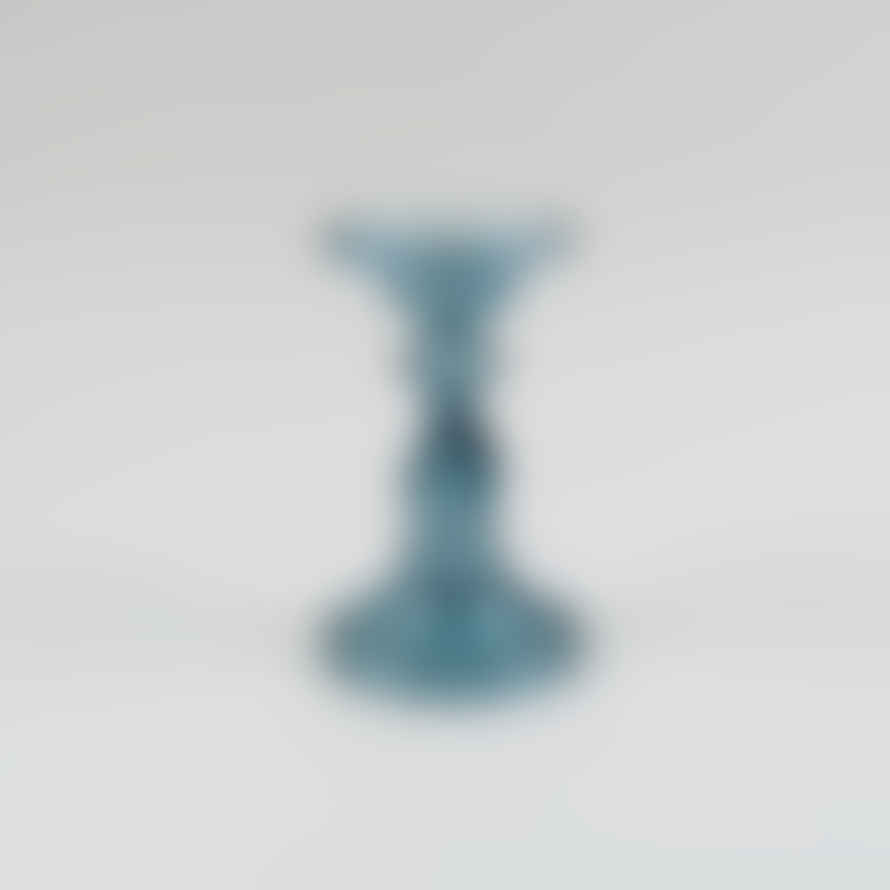 Grand Illusions Azure Glass Candleholders - Set of 2