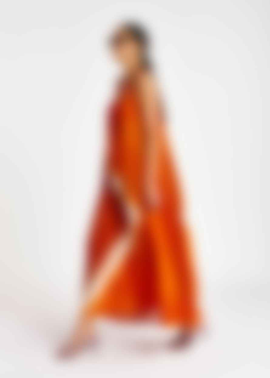 Essentiel Antwerp Breezer Strappy Maxi Dress Fire Orange