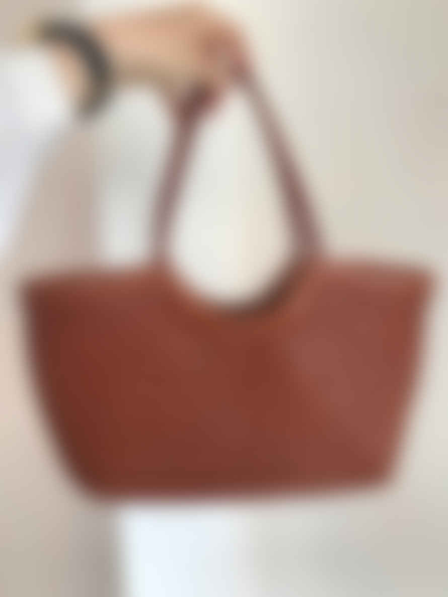 T&SHOP Handwoven Tan Leather Shoulder Bag