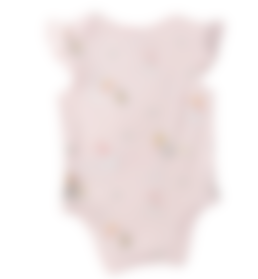 Angel Dear Pink Bunnies Print Ruffle Sleeve Bodysuit