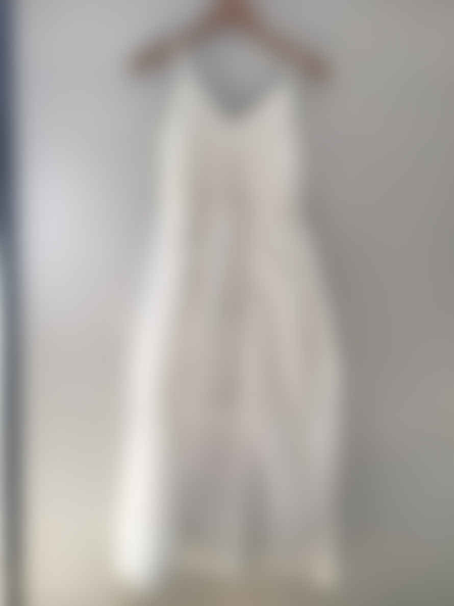 Dream Fashion White Embroidered Strappy Dress