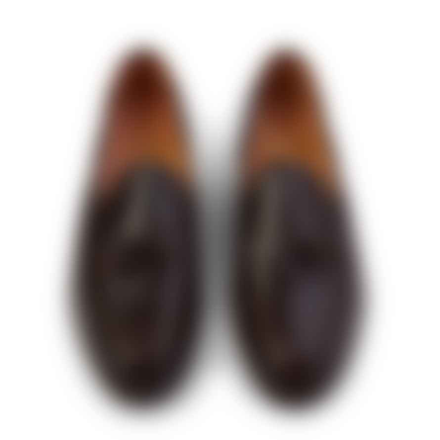 Sanders Finchley Leather Tassel Loafer - Dark Brown