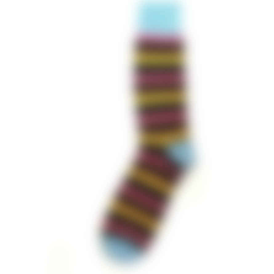 Burrows & Hare  Multi Stripe Socks - Light Blue 