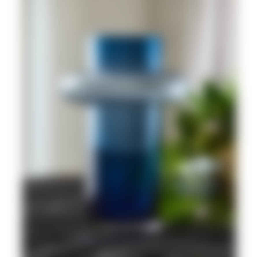 LYNGBY GLASS Lyngby Mouthblown Glass Vase Tube Shape 30 Cm Tall In Dark Blue