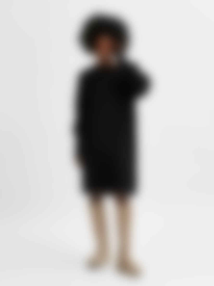 Selected Femme Slflulu Black Knit O-neck Dress
