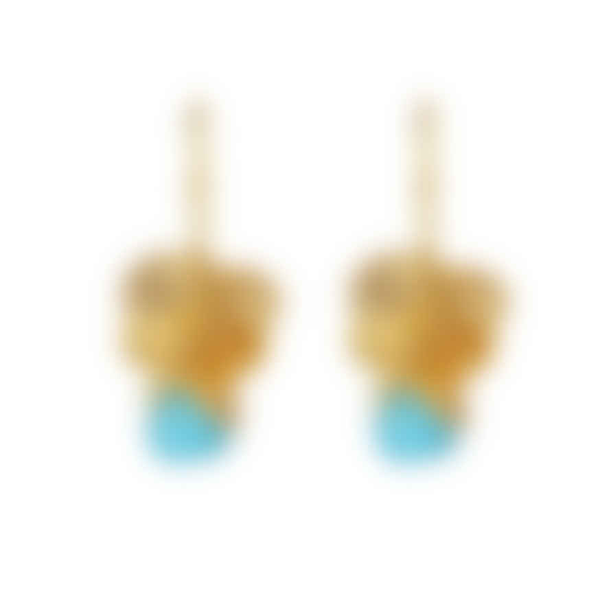 Ashiana Winona Earrings In Gold With Turquoise