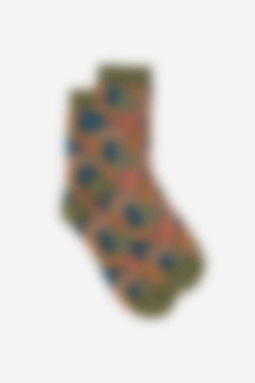 MSH Khaki Mens Leaf Print Socks