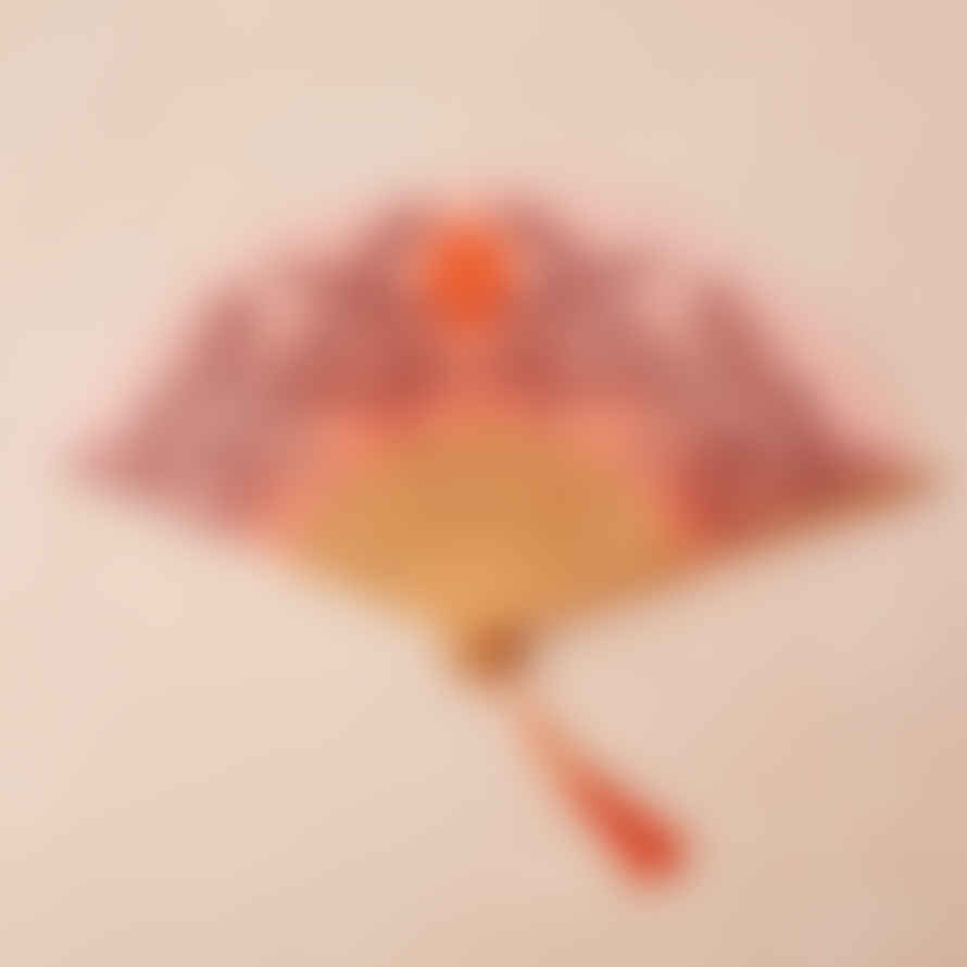 Cai & Jo Small Folding Fan In Peachy Orange