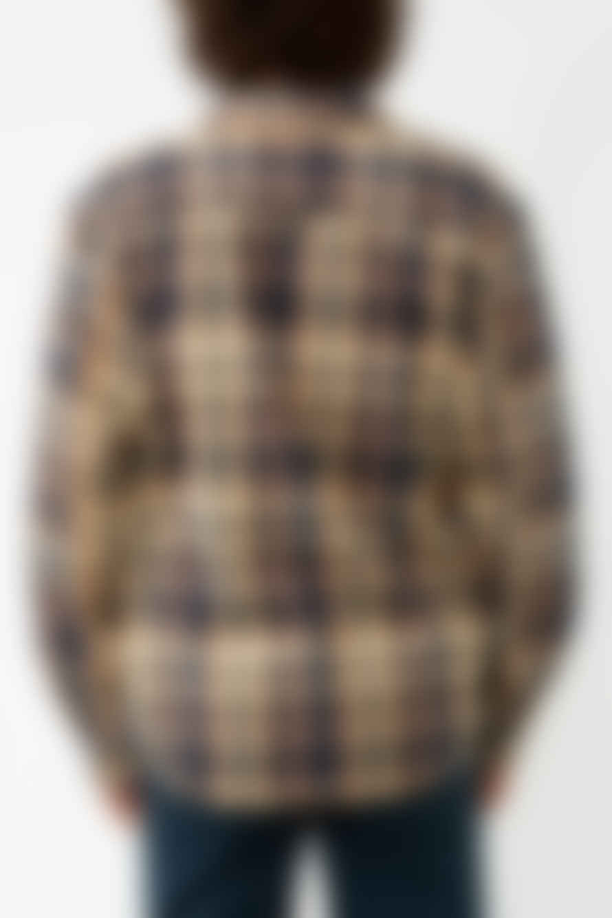 Knowledge Cotton Apparel  Brown Sugar Earth Colours Checked Overshirt