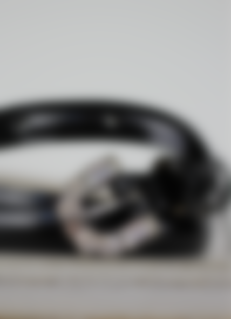 Abro Leather Belt Black/nickel Patent Jewelled
