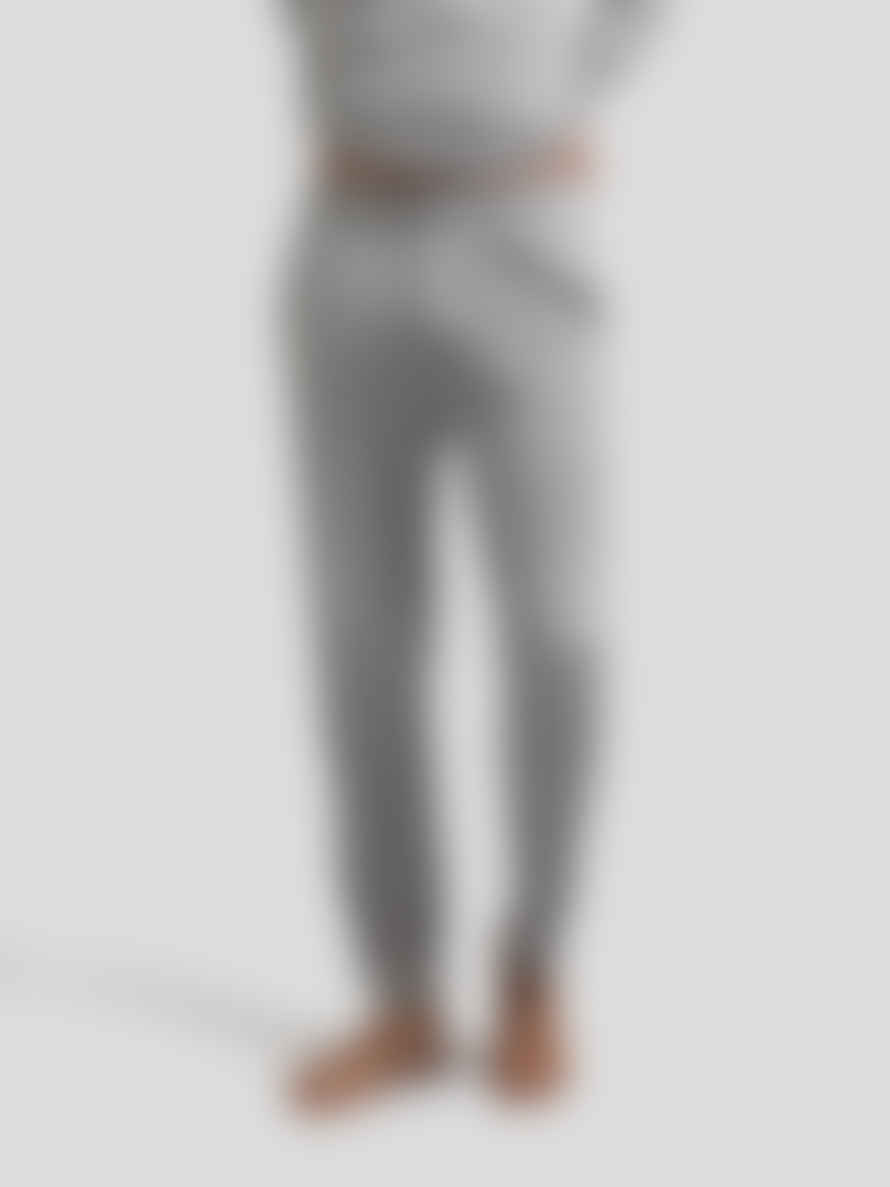 Hamilton + Hare Jersey Pyjama Set - Short Sleeve Top & Trouser - Light Grey Melange