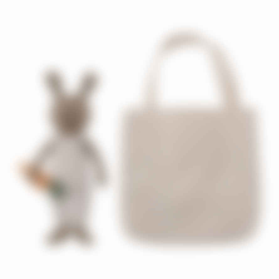 Bloomingville Cotton And Linen Rabbit Soft Toy And Bag