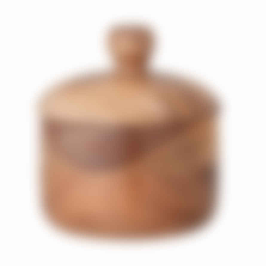 Bloomingville Small Wooden Pot With Lid