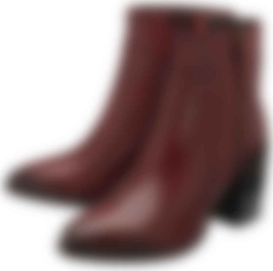 Ravel Dark Red Leather Fossa Heeled Ankle Boots
