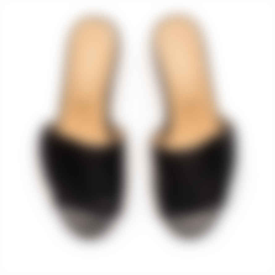 Tracey Neuls WHIPPLE Smoke | Black Leather Velcro Closure Mid-heels