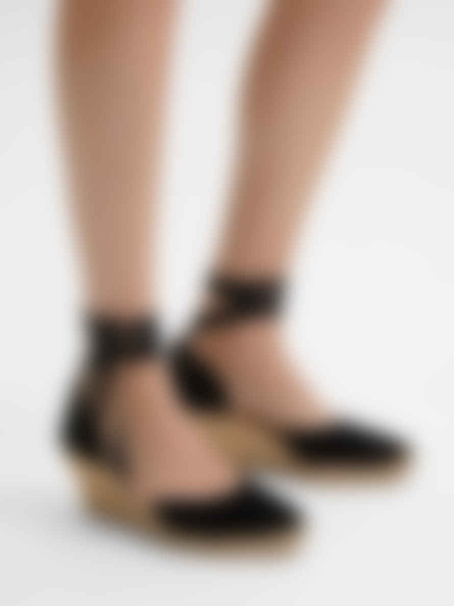 Selected Femme Black Mia Wedge Espadrilles Sandals