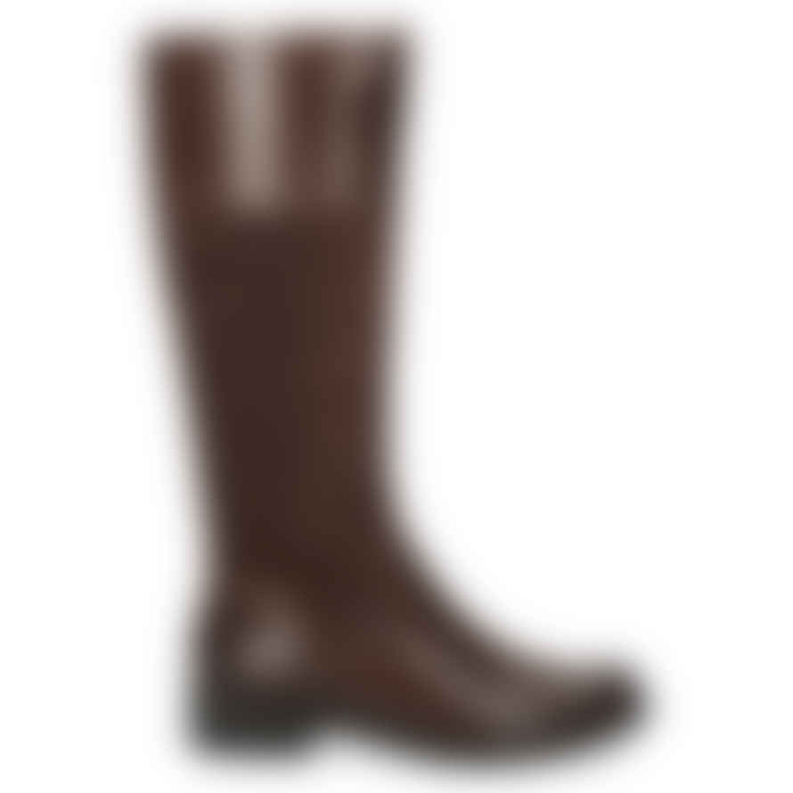 Caprice Chocolate Brown Knee High Boots In Leather And Suede