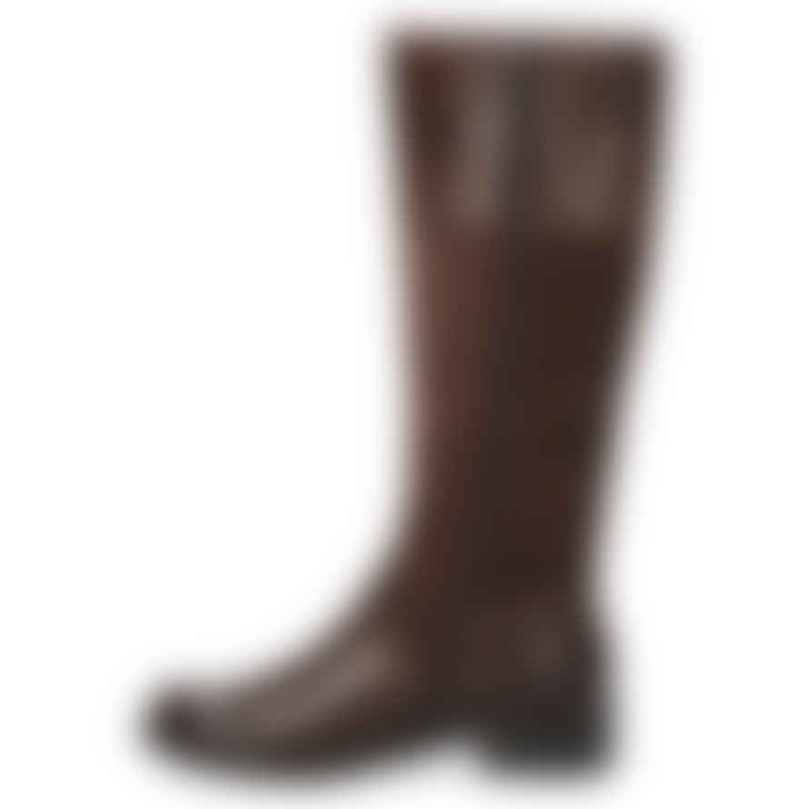 Caprice Chocolate Brown Knee High Boots In Leather And Suede