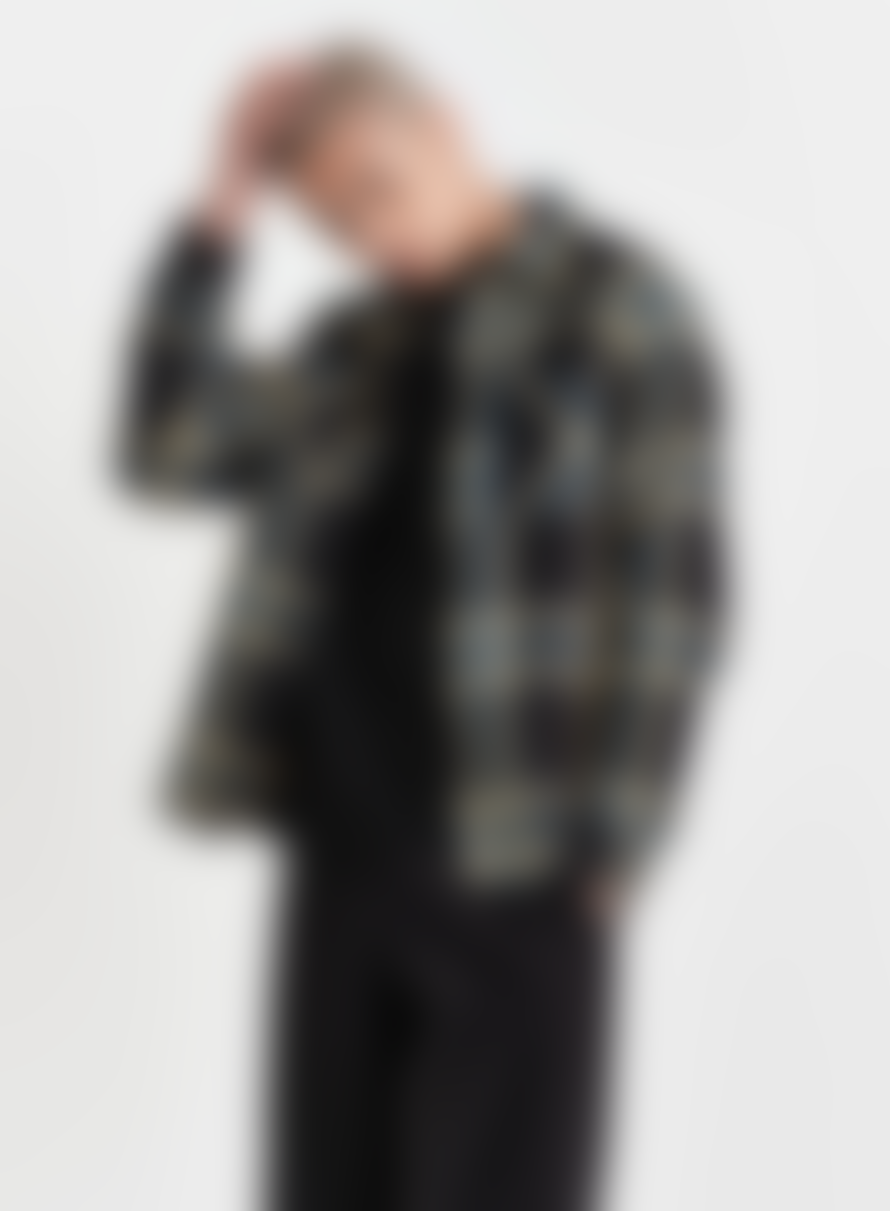 Wax London Whiting Overshirt Beau Check In Black/khaki From