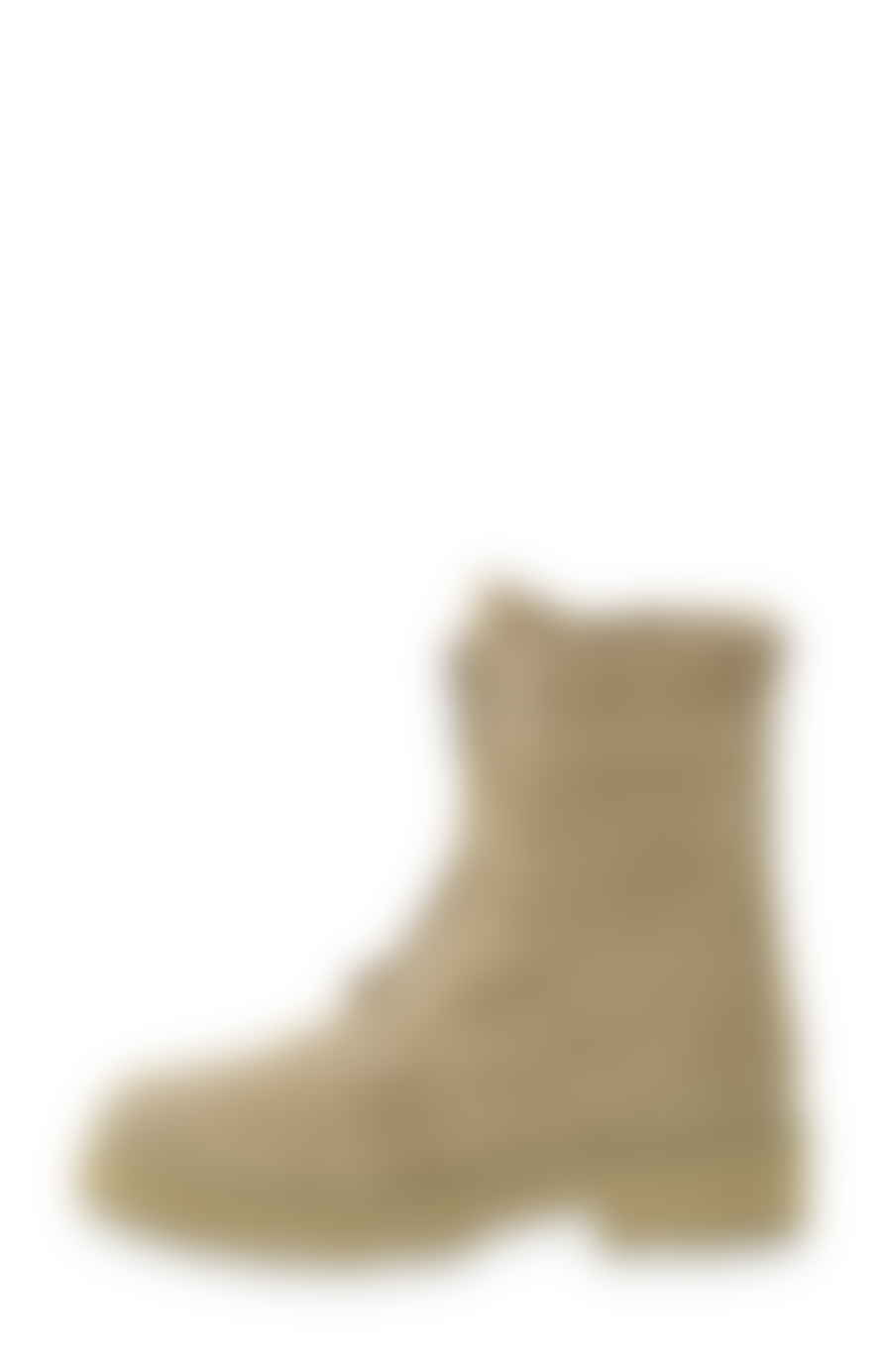 Yaya Suede Boot with zipper and smocked detail - Incense Sand