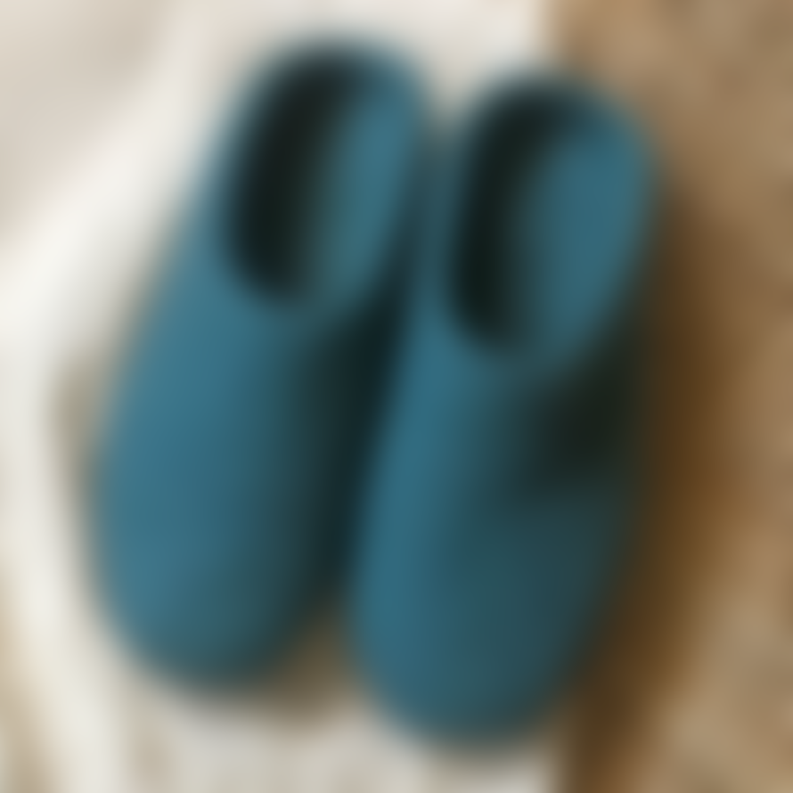 Aura Que Handmade Eco Felt Mule Slippers Suede Sole | Teal Green