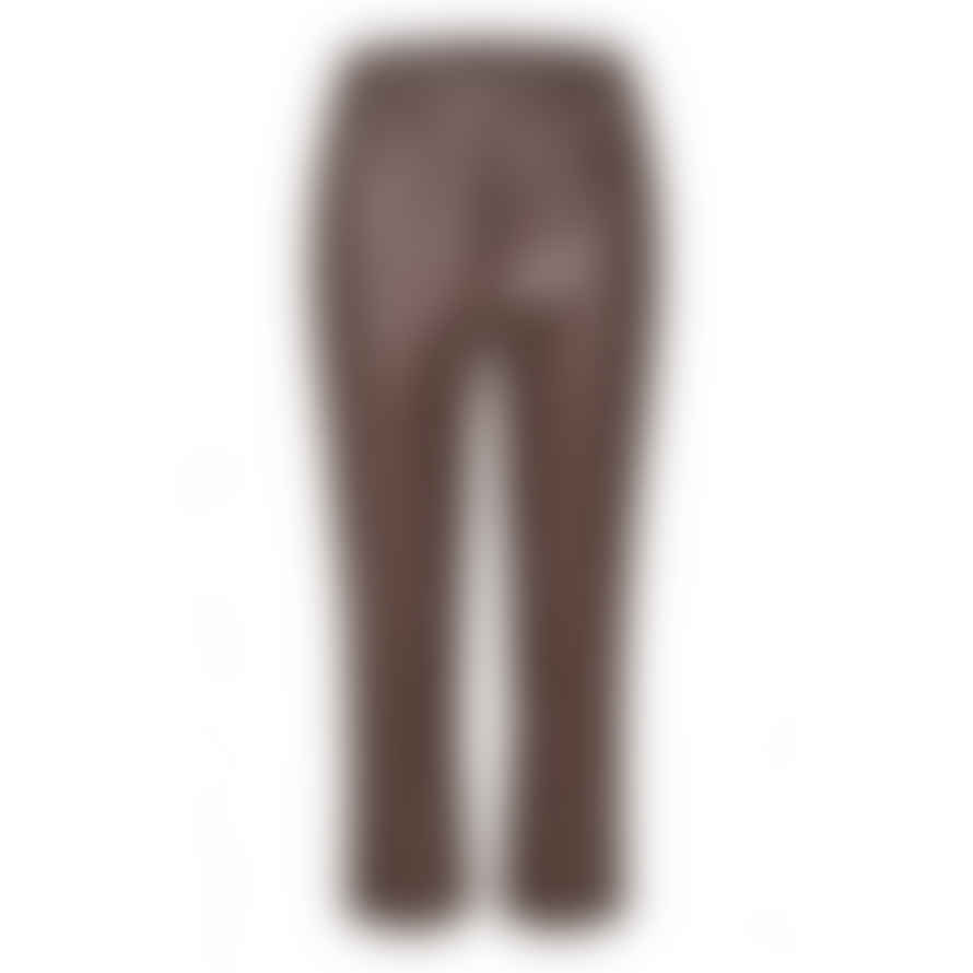 KAFFE Faux Leather Trousers In Milk Chocolate
