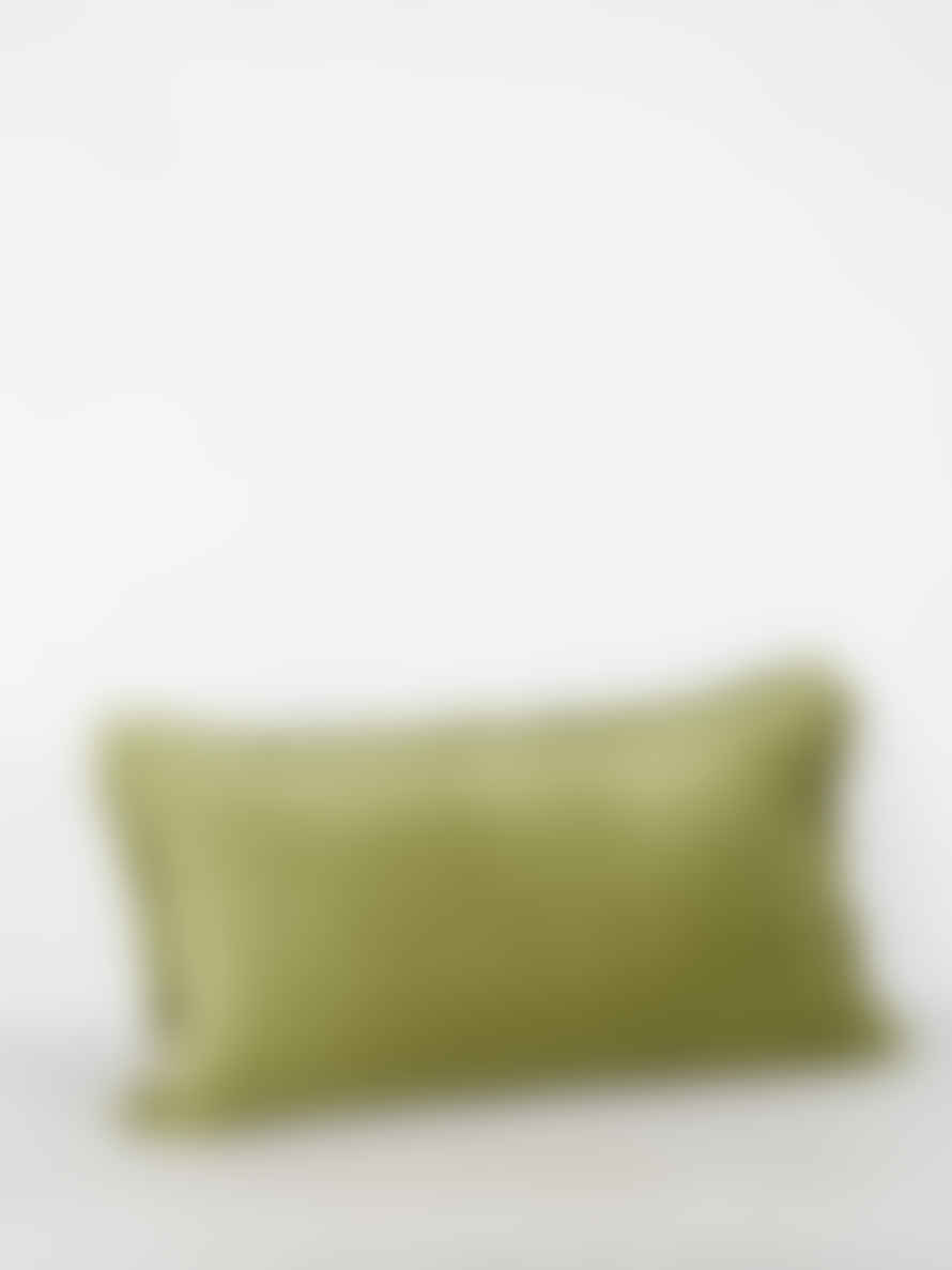 Viva Raise Fara Eucalyptus Green Fringed Velvet Cushion - 30x50