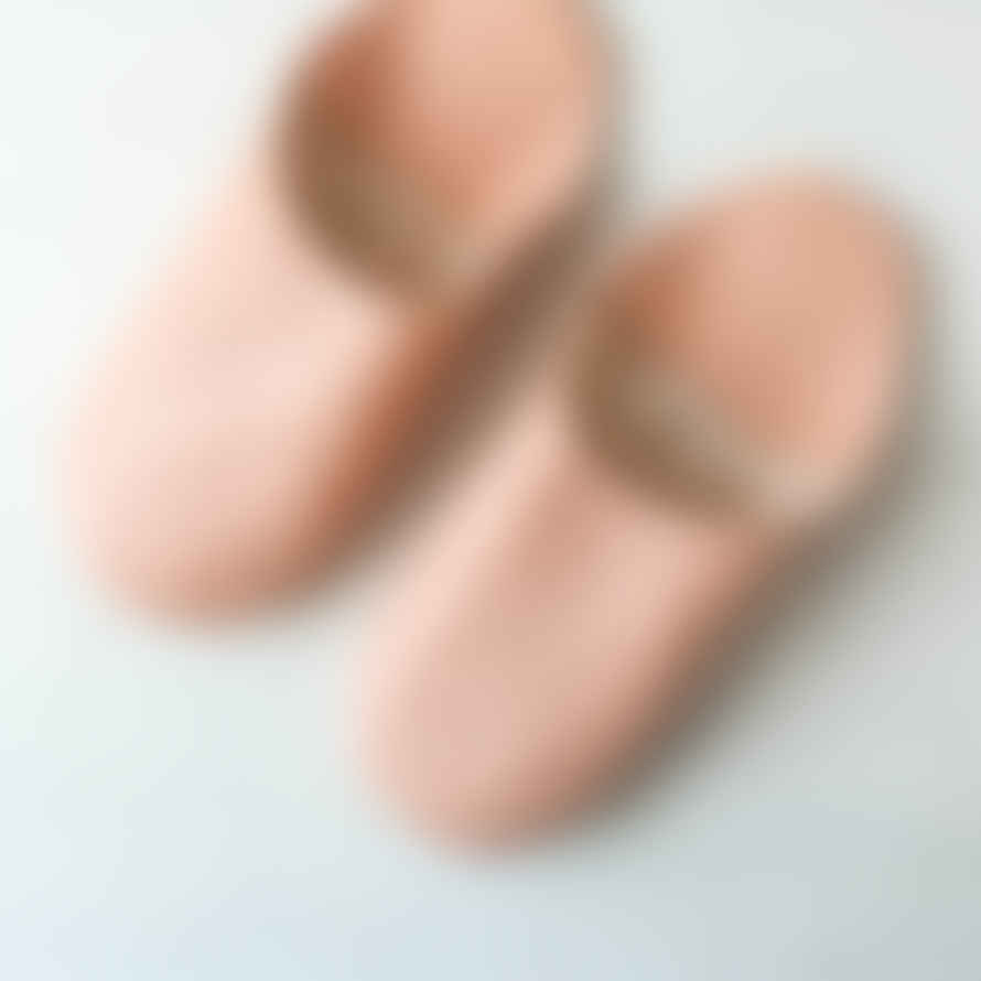 Bohemia Moroccan Leather Babouche Slippers - Peach/pink