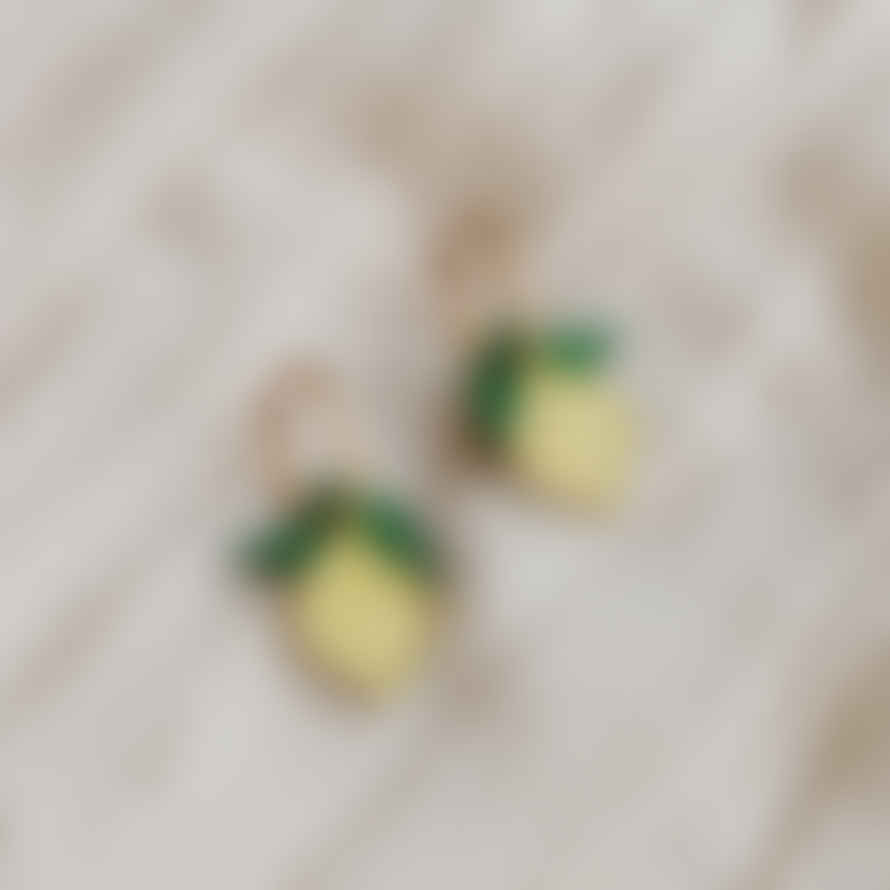 Julia Davey Lemon Mini Hoops Earrings By Wolf & Moon