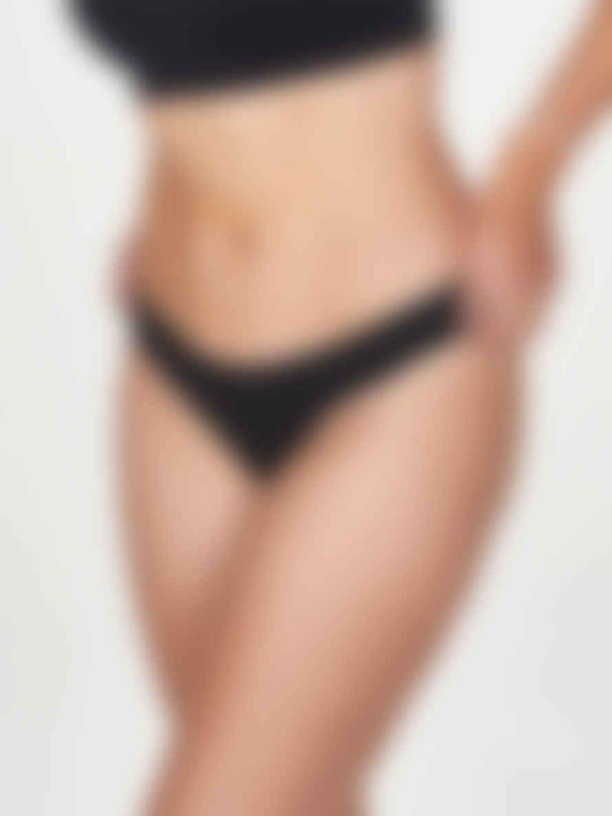 Thought Recycled Nylon Seamless Thong - Black