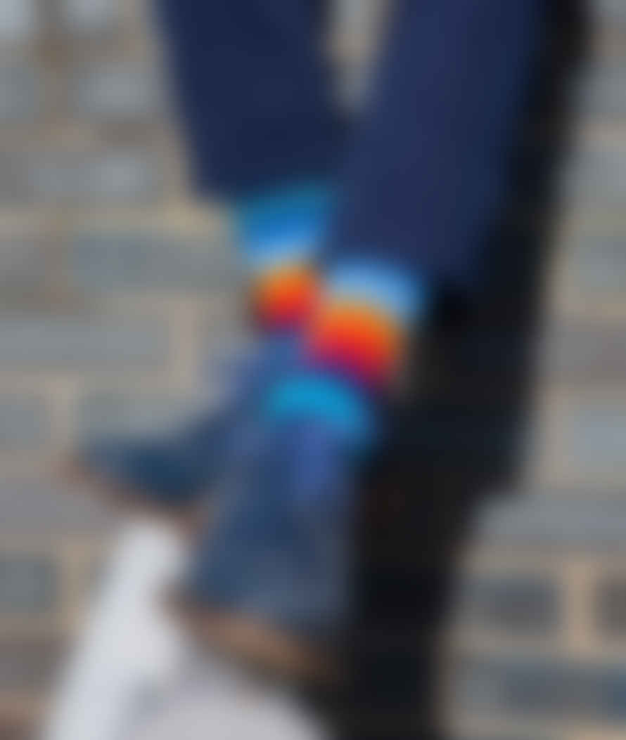 Mr D Fine Stripe Blue/ Orange Fine London Socks