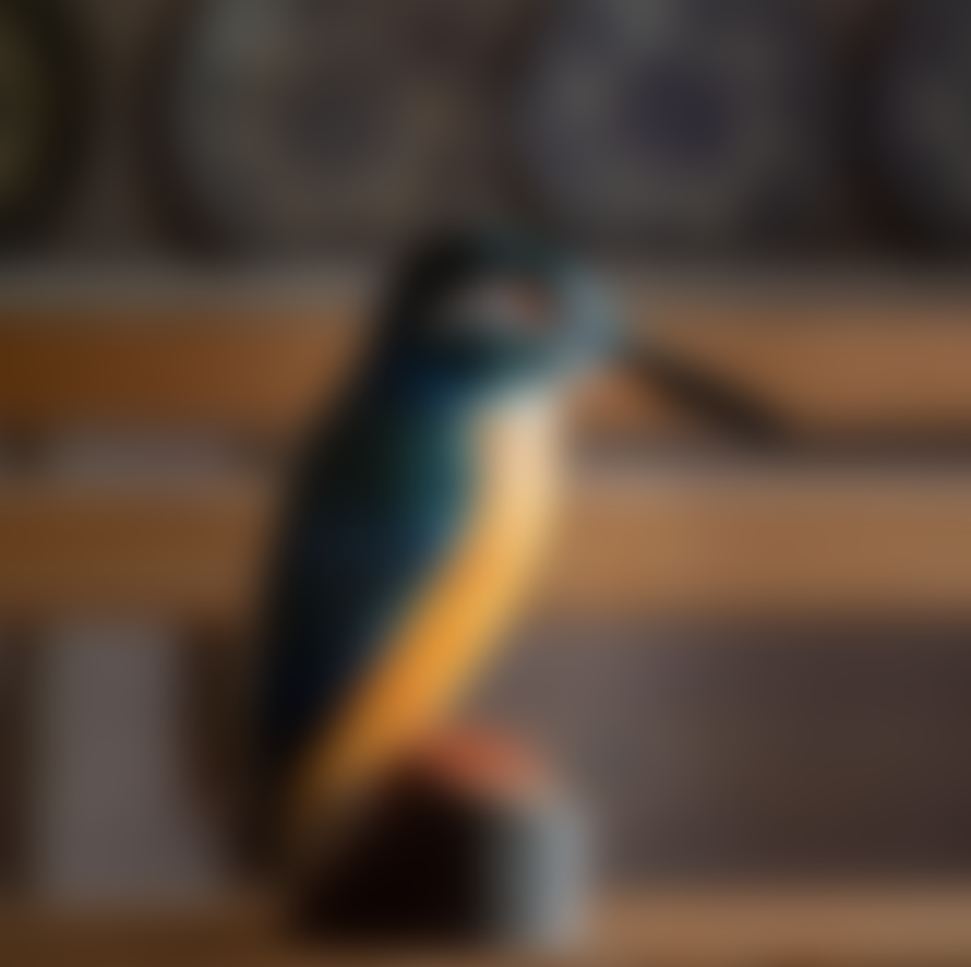 Wildlife Garden Wood Handcarved Decobird Kingfisher