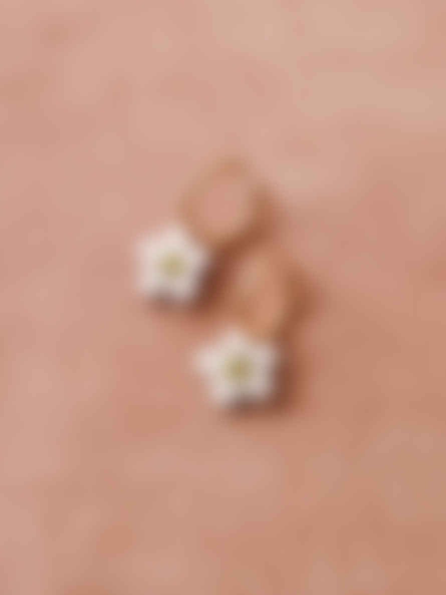Wolf & Moon Mini Bloom Hoops In White Pearl