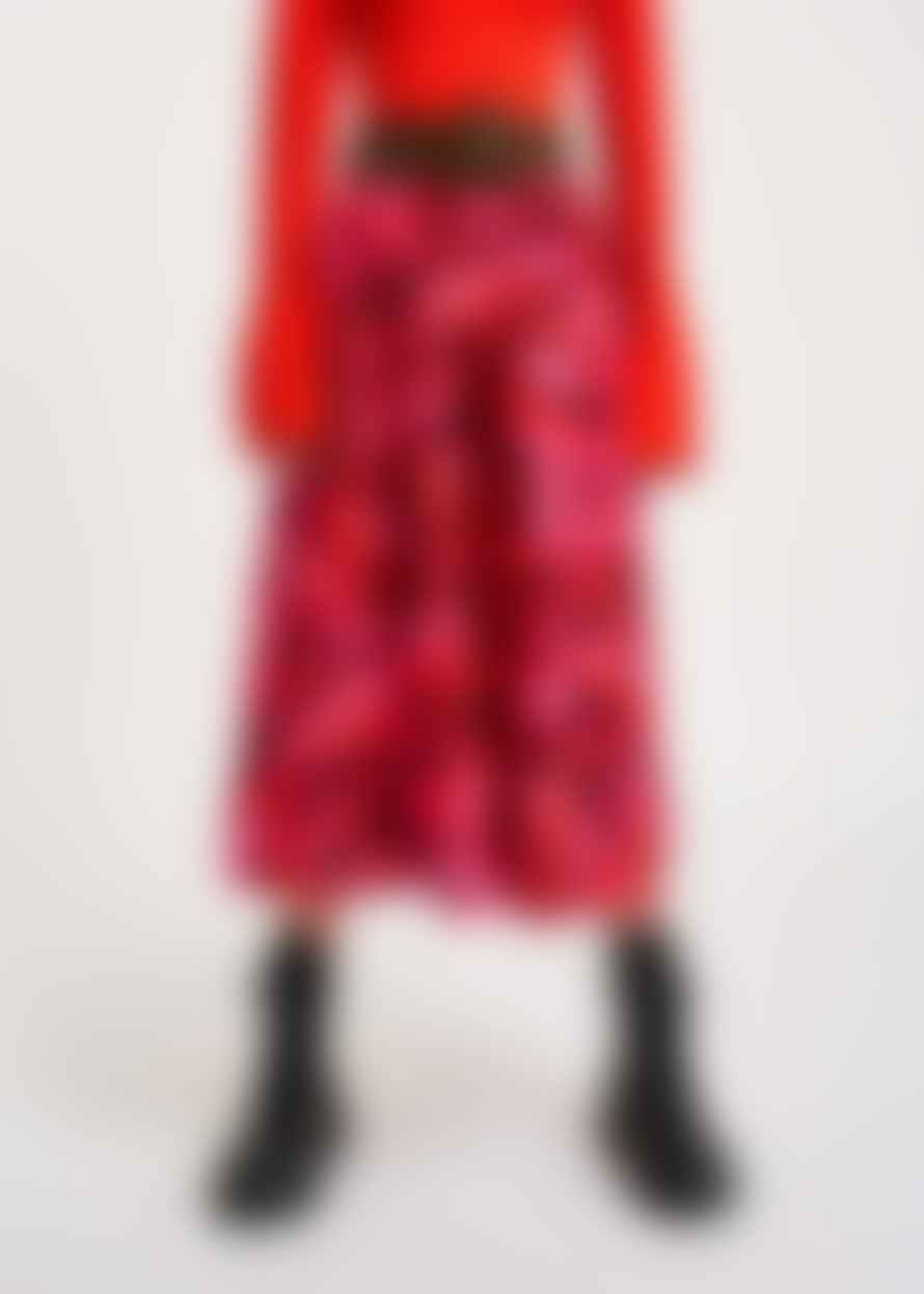 Essentiel Antwerp Red Cat Midi Printed Skirt