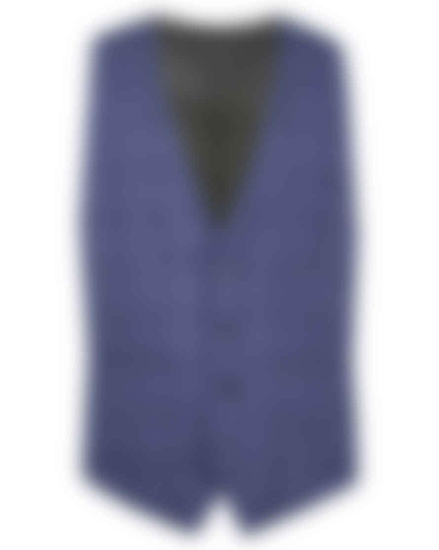 Torre Prince Of Wales Check Suit Waistcoat - Navy / Blue